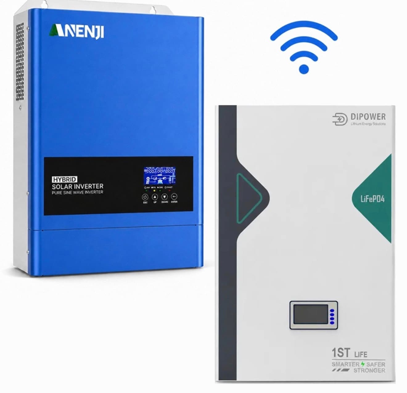 6,2 кВт LiFePO4 Комплект резервного живлення з Wi-Fi інвертор Anenji 6,2 кВт + 51,2V/100Ah акумулятор Dipower для квартир, офісу